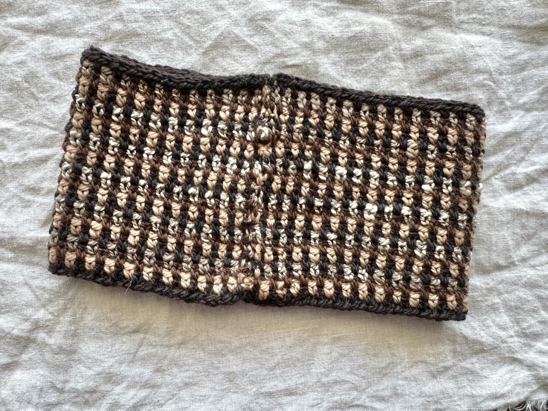 'Chocolate Mocha' Crocheted Wool Cowl