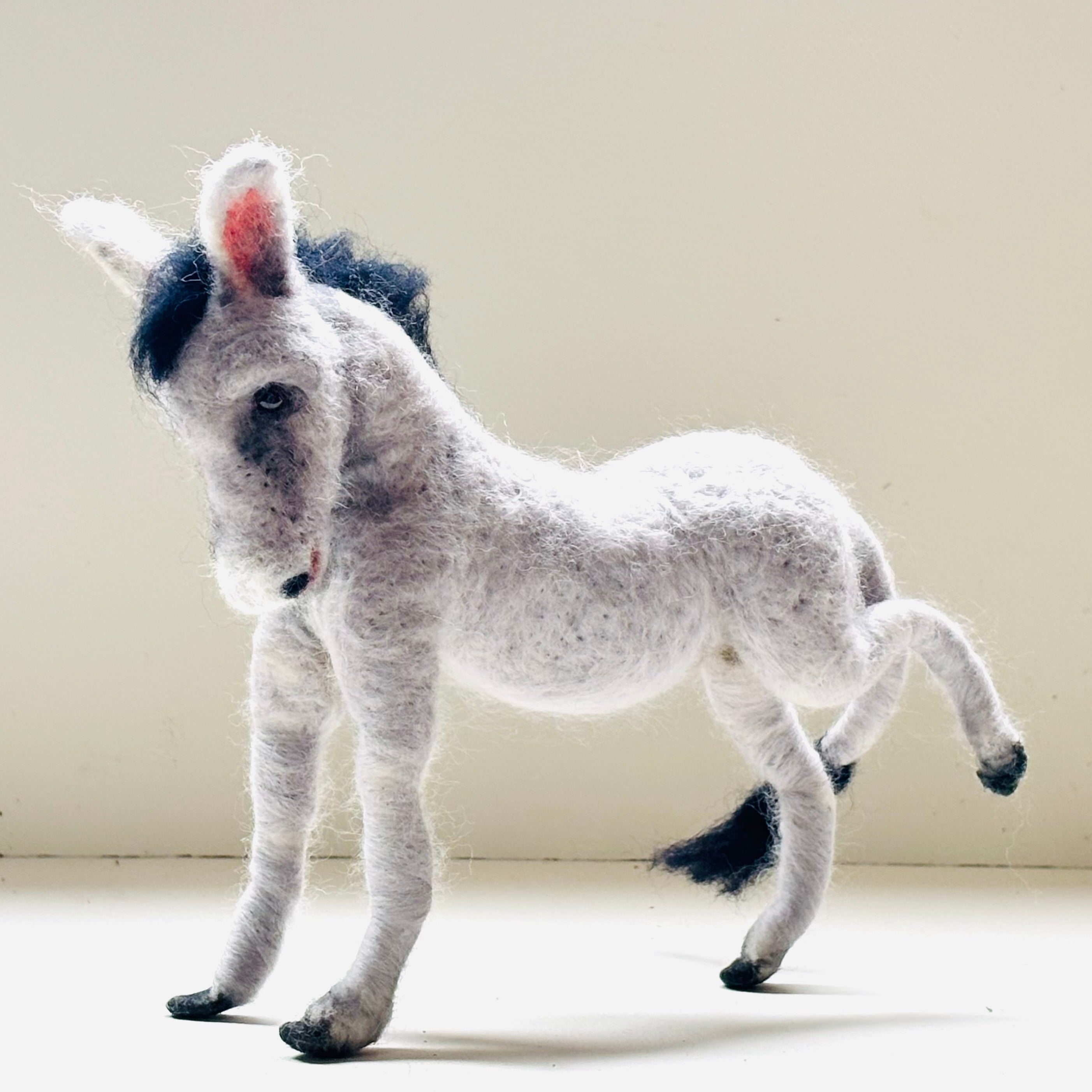 Needle Felt Donkey Animal Art Doll posable Unique