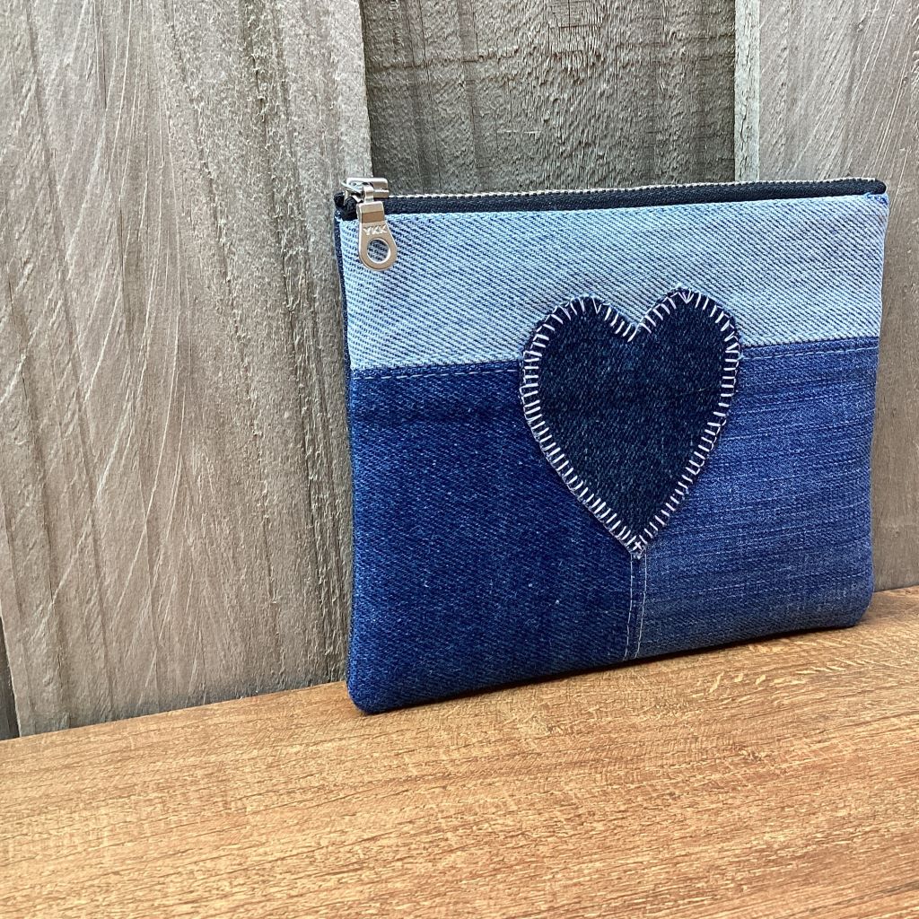 Upcycled Denim Purse – Single Denim Heart #1