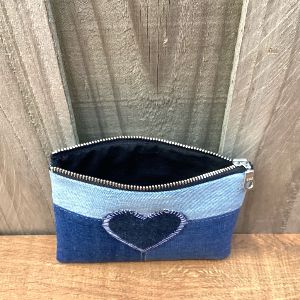 Upcycled Denim Purse – Single Denim Heart #1