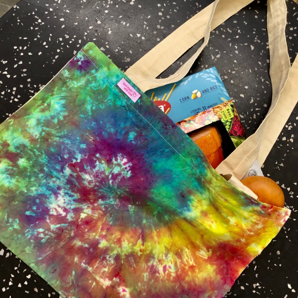 Tie Dye Calico Tote Bag