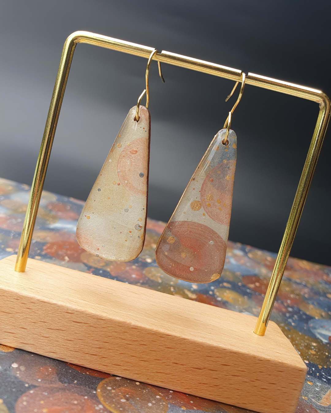 The Desert Dreaming Collection | Resin art jewellery | Large dangle earrings