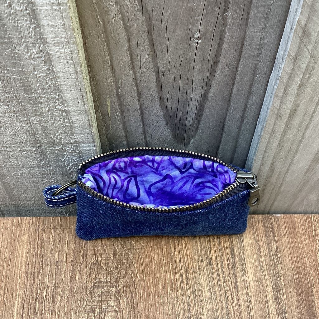 Small Keyring Pouch - Blue Upcycled Denim