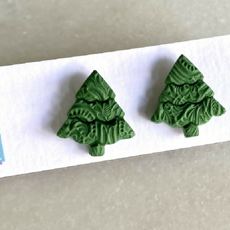 Polymer Clay Christmas Tree Studs - Choose design & colour