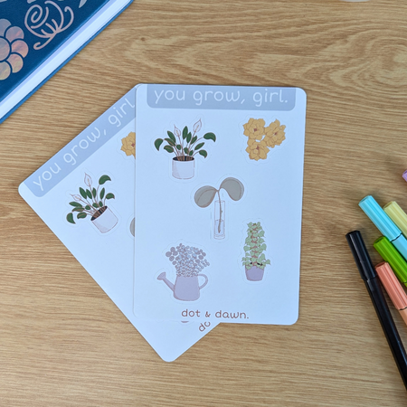 you grow, girl - a6 sticker sheet