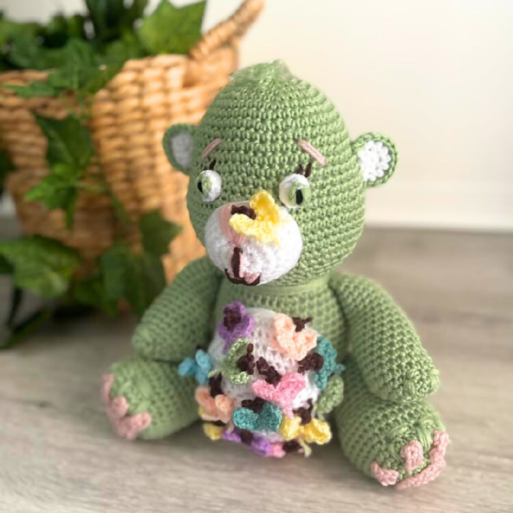 Crochet Teddy Bear, Handmade Teddy Bear Sage