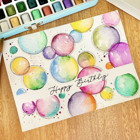 Handpainted Watercolour Greeting Cards Blank - Birthday