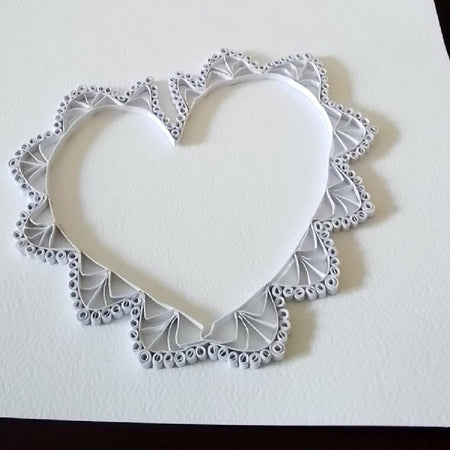 Quilled White lace Heart Card