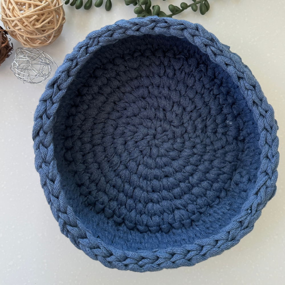 Crochet handmade basket | Home Decor | Denim Blue | Medium2