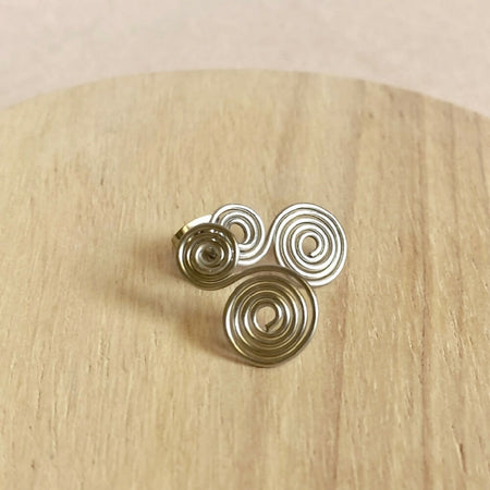 Double spiral stud earrings in stainless steel