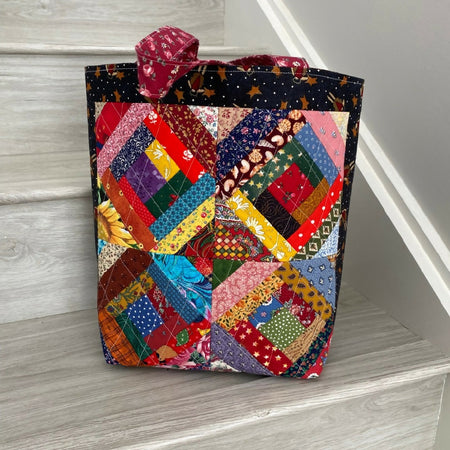 Large log cabin patchwork tote bag