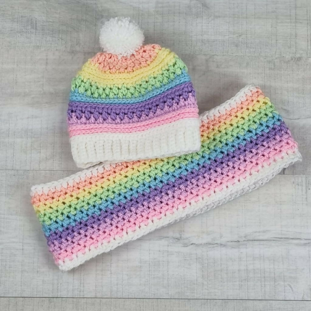 Rainbow Beanie and Cowl