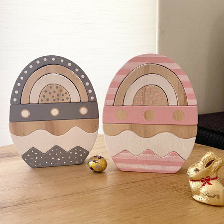 Handmade wooden Easter egg stacker