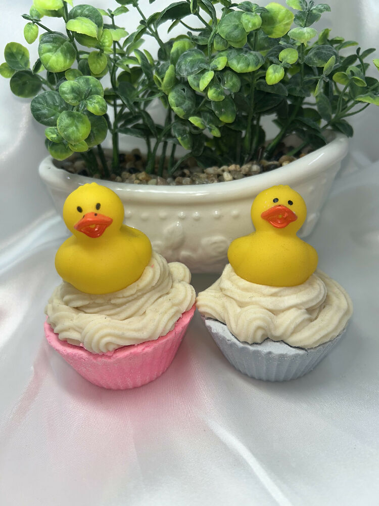 Handmade duck cupcake soap