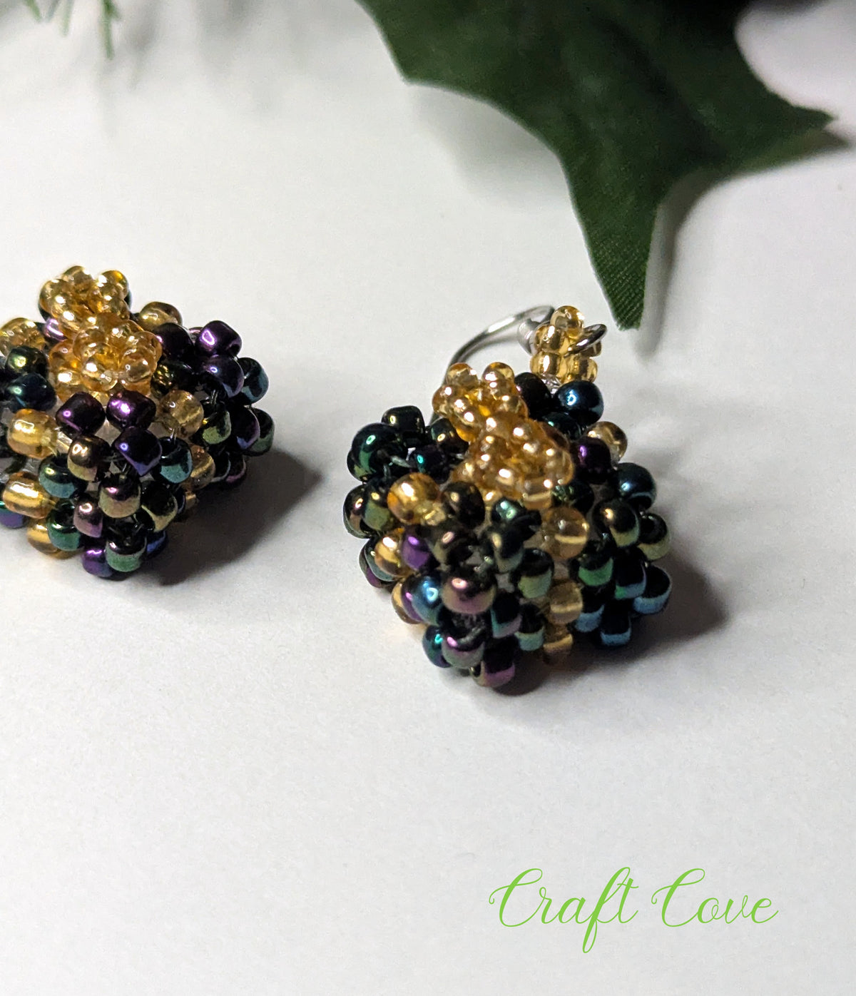 Handmade Beadwoven Earrings – Festive Gift Box Design