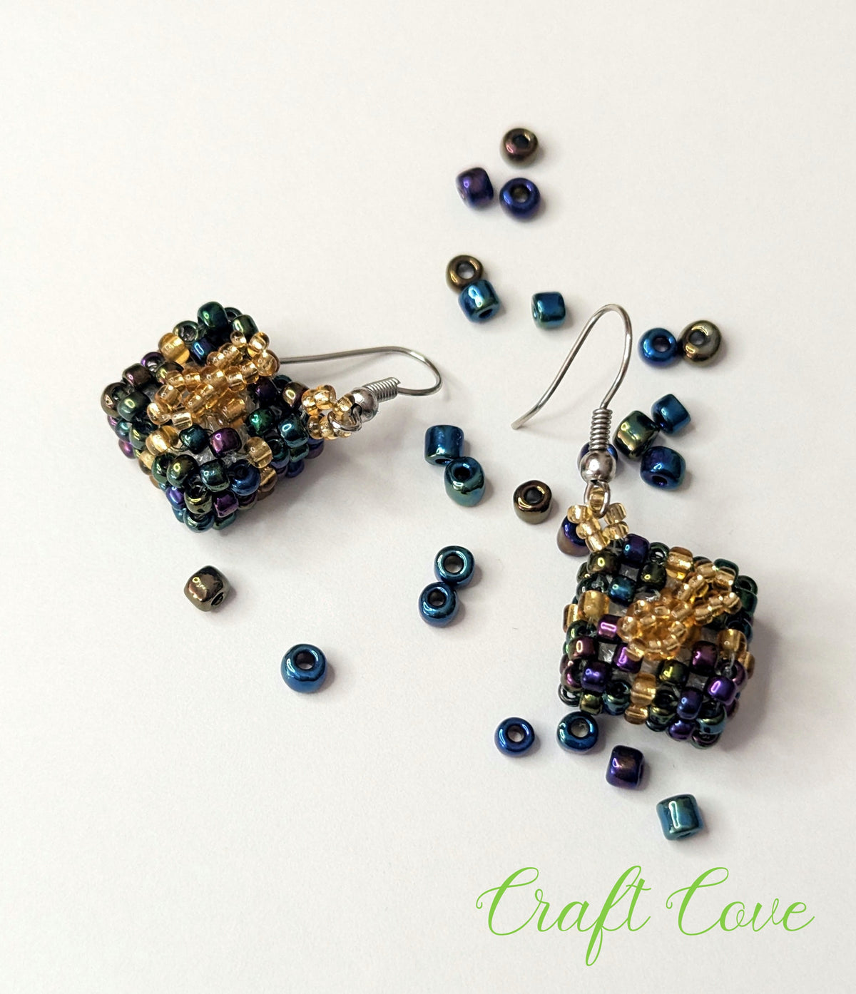 Handmade Beadwoven Earrings – Festive Gift Box Design