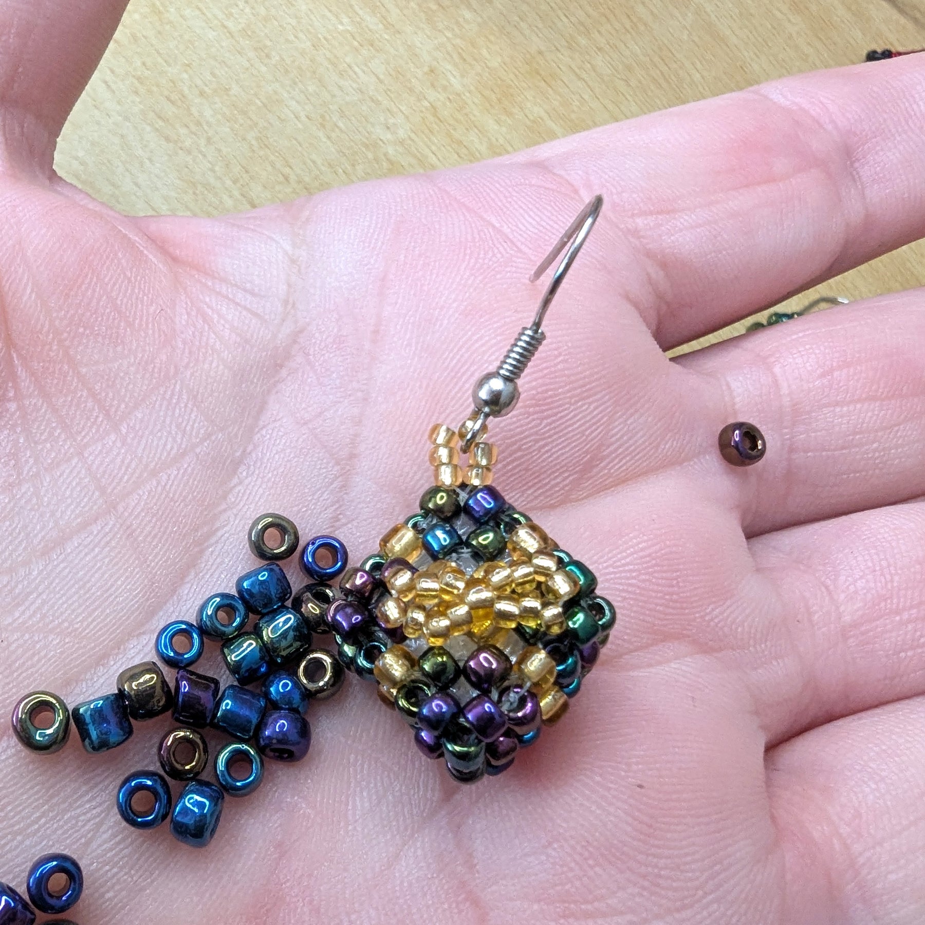 Handmade Beadwoven Earrings – Festive Gift Box Design