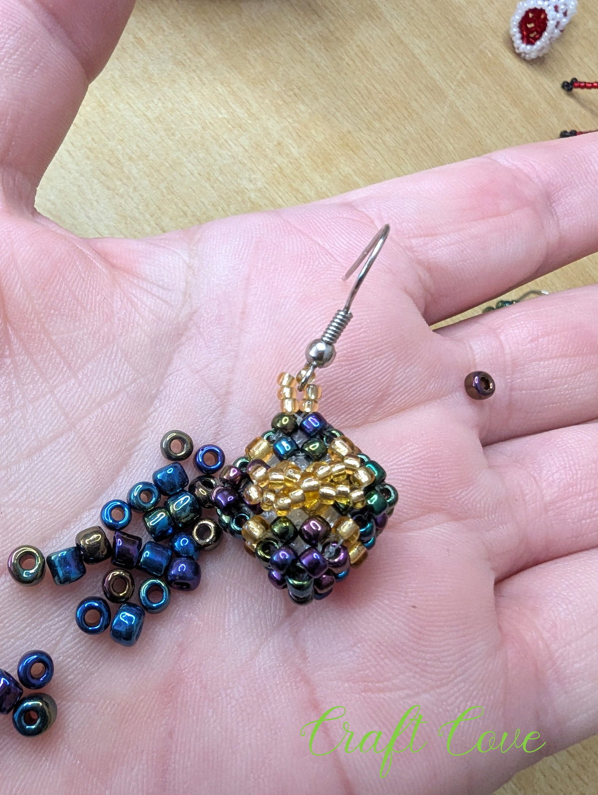 Handmade Beadwoven Earrings – Festive Gift Box Design