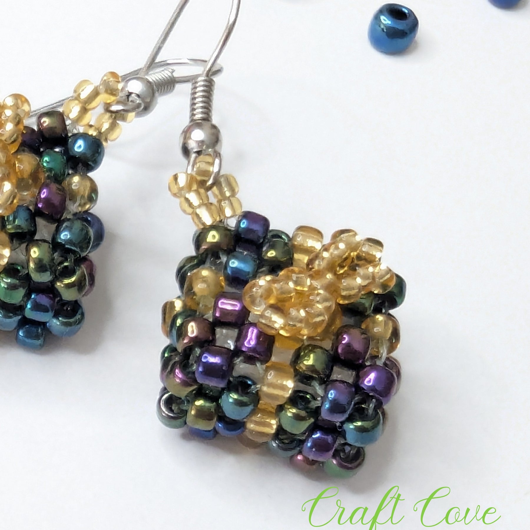 Handmade Beadwoven Earrings – Festive Gift Box Design