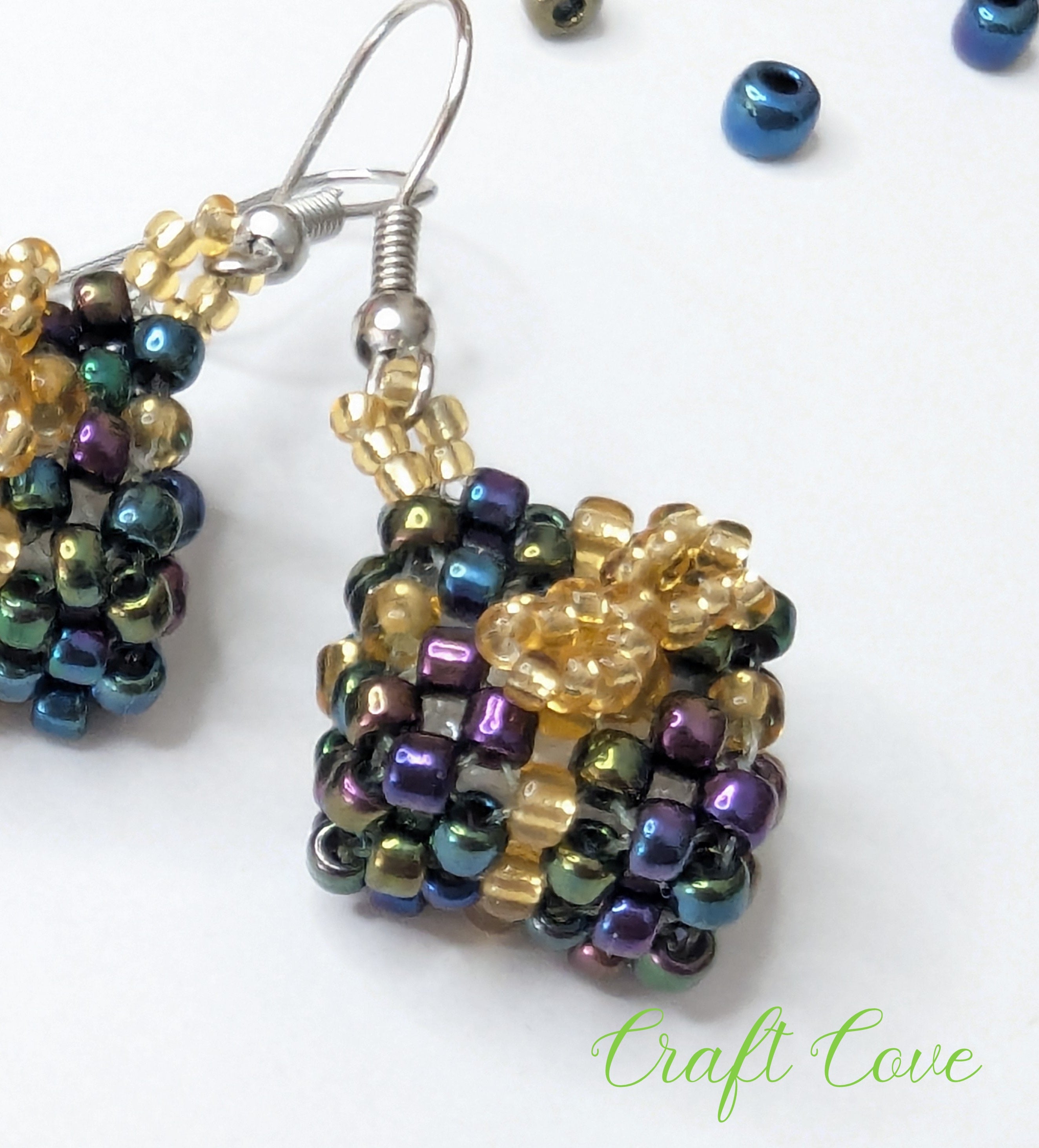 Handmade Beadwoven Earrings – Festive Gift Box Design