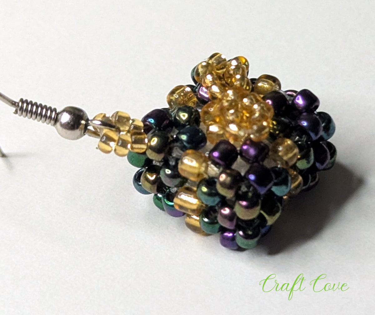 Handmade Beadwoven Earrings – Festive Gift Box Design