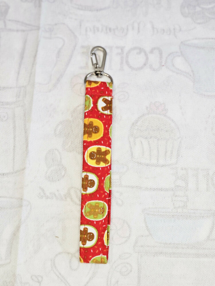 Handmade Wristlet Keyfob Gingerbread Design