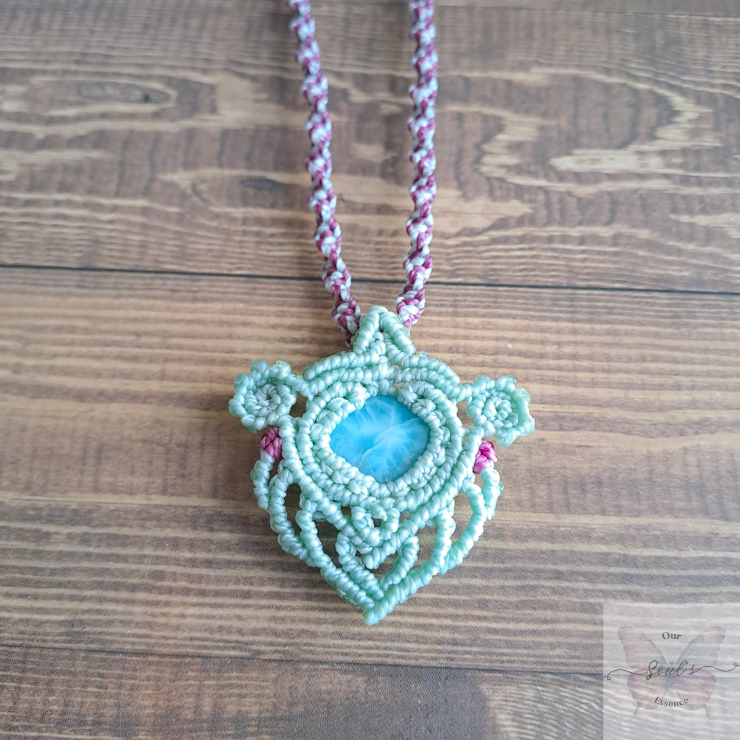 Larimar Micro Macramé Necklace