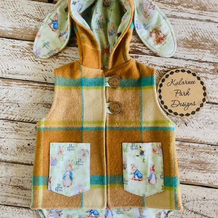 Easter Vintage Wool Blanket Upcycled Vest Size 1