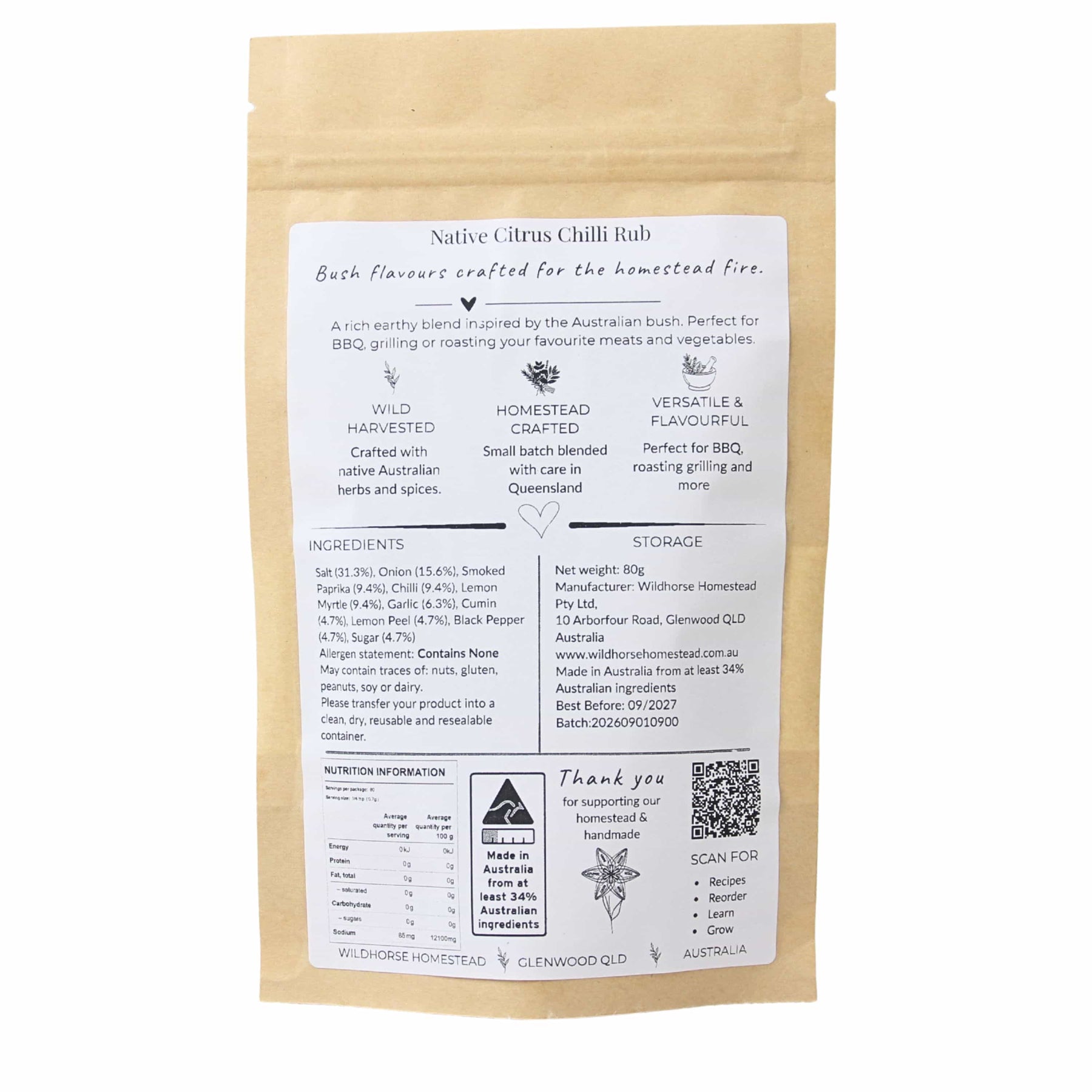 Wildhorse Homestead Native Citrus Chilli Rub – 80g