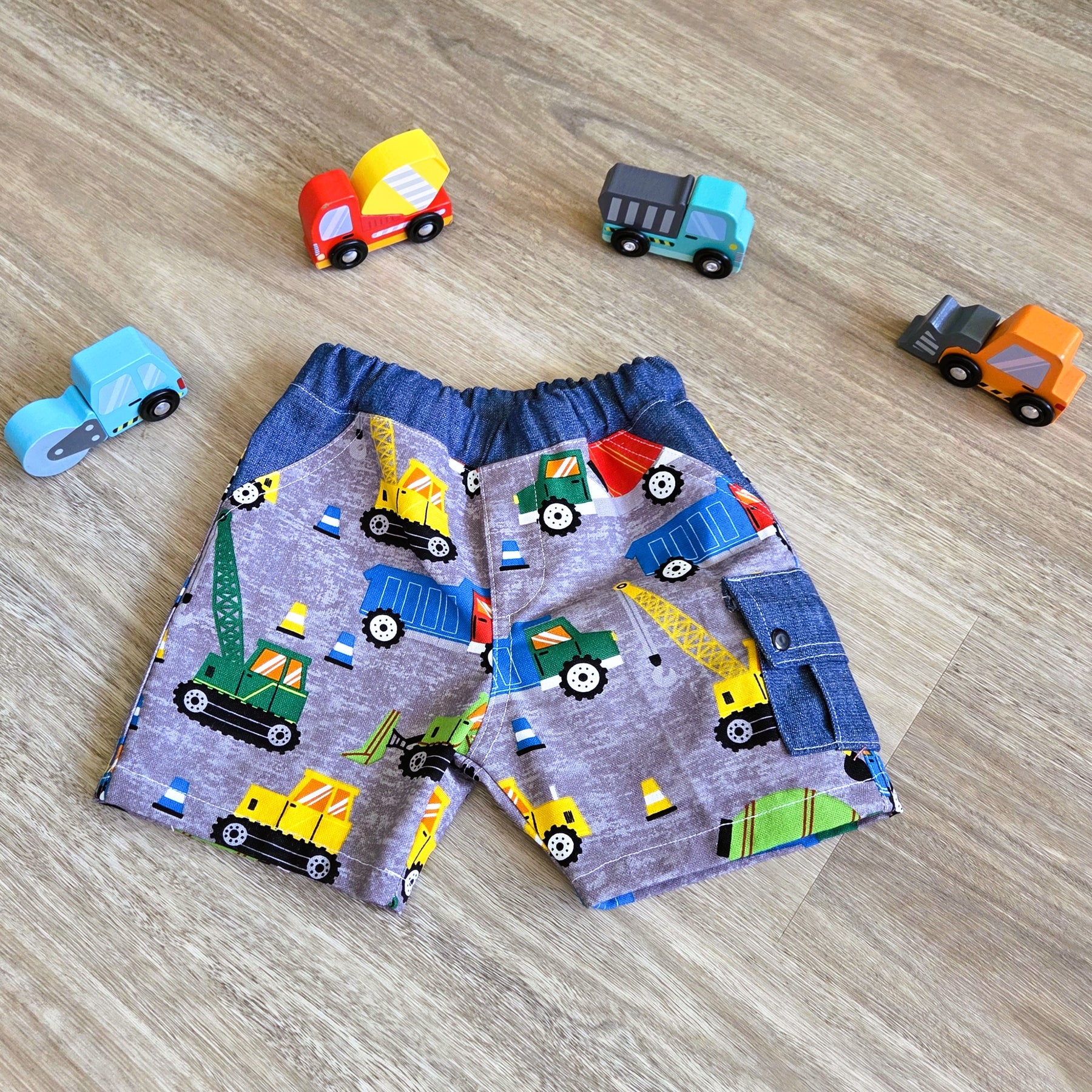 "Construction Crew" Cargo Shorts - Size 6-9 Months