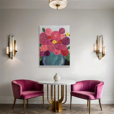 Wall Art, Joyful Blooms, Abstract Flowers, Acrylic Canvas