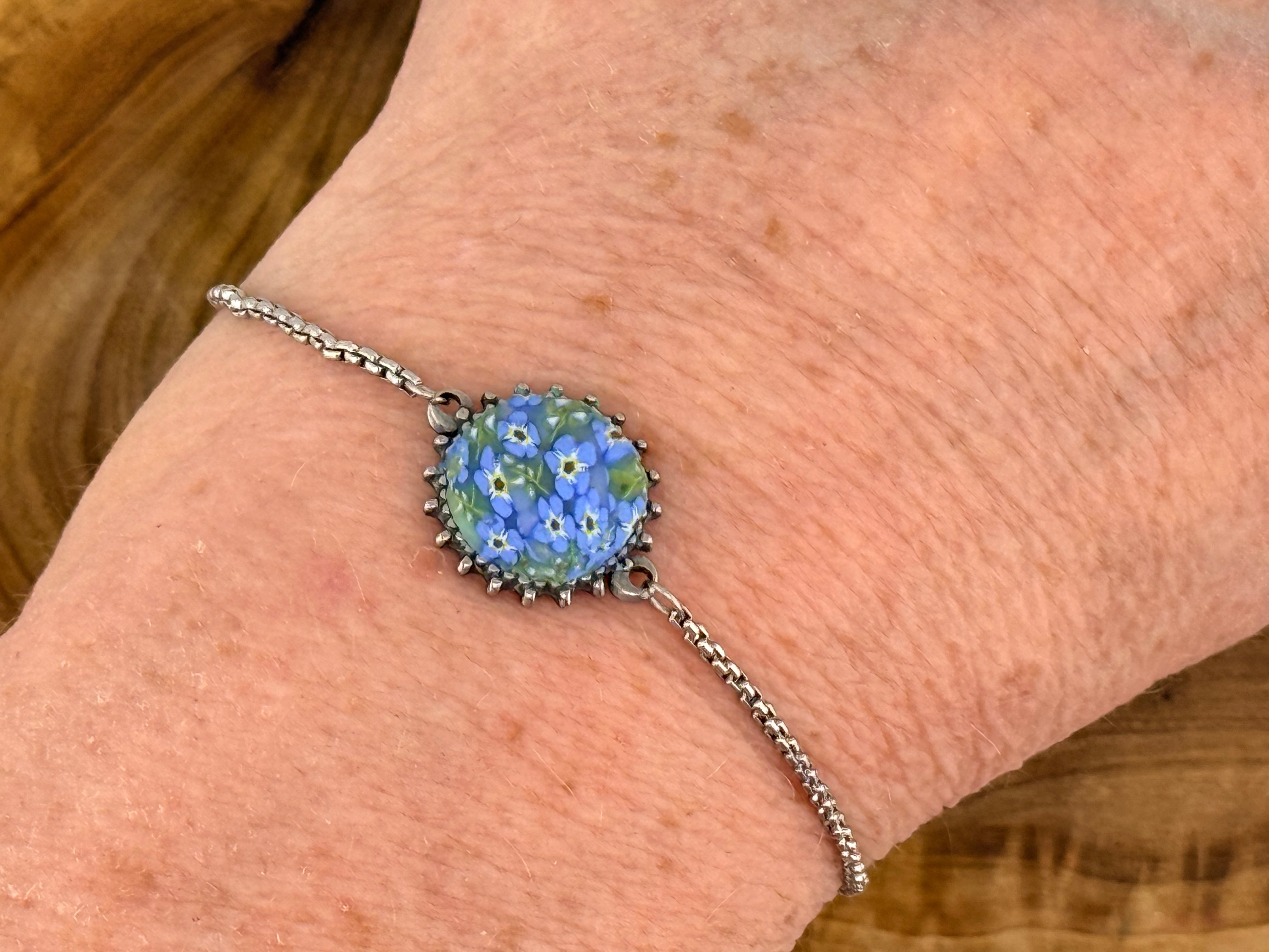 Forget-Me-Not Stainless Steel Adjustable Slider Bracelet