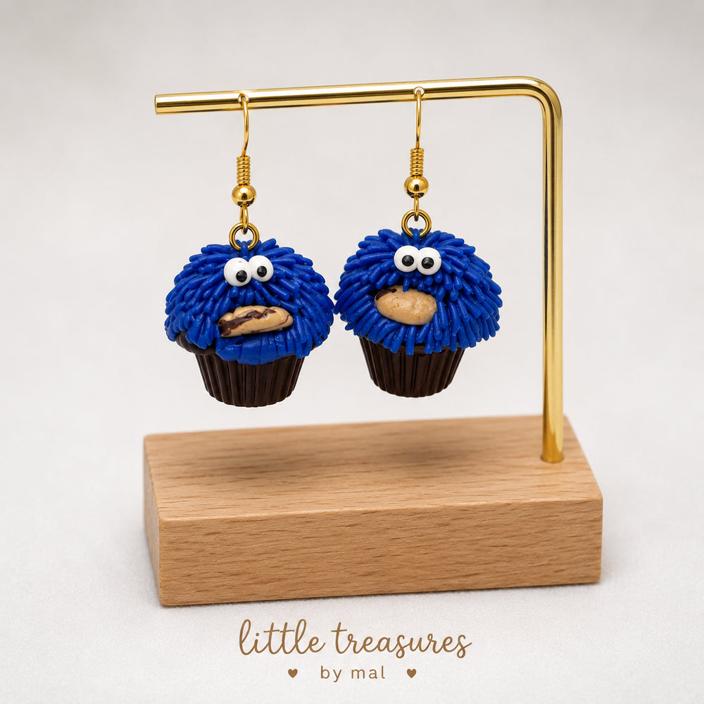 Handmade cookie monster earrings