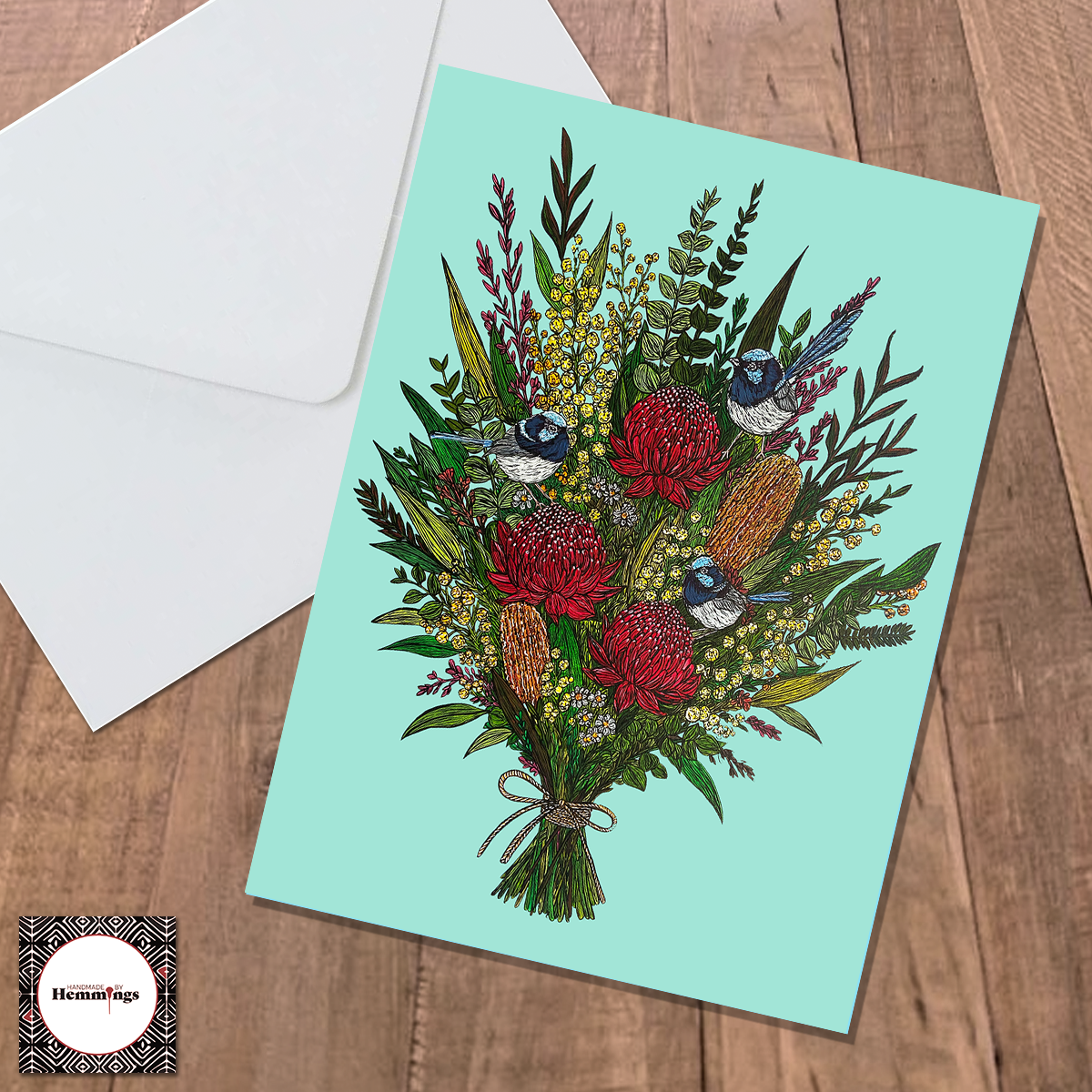 Bundle 4 Wildflowers and Fairy Wrens Greeting Cards with Envelopes