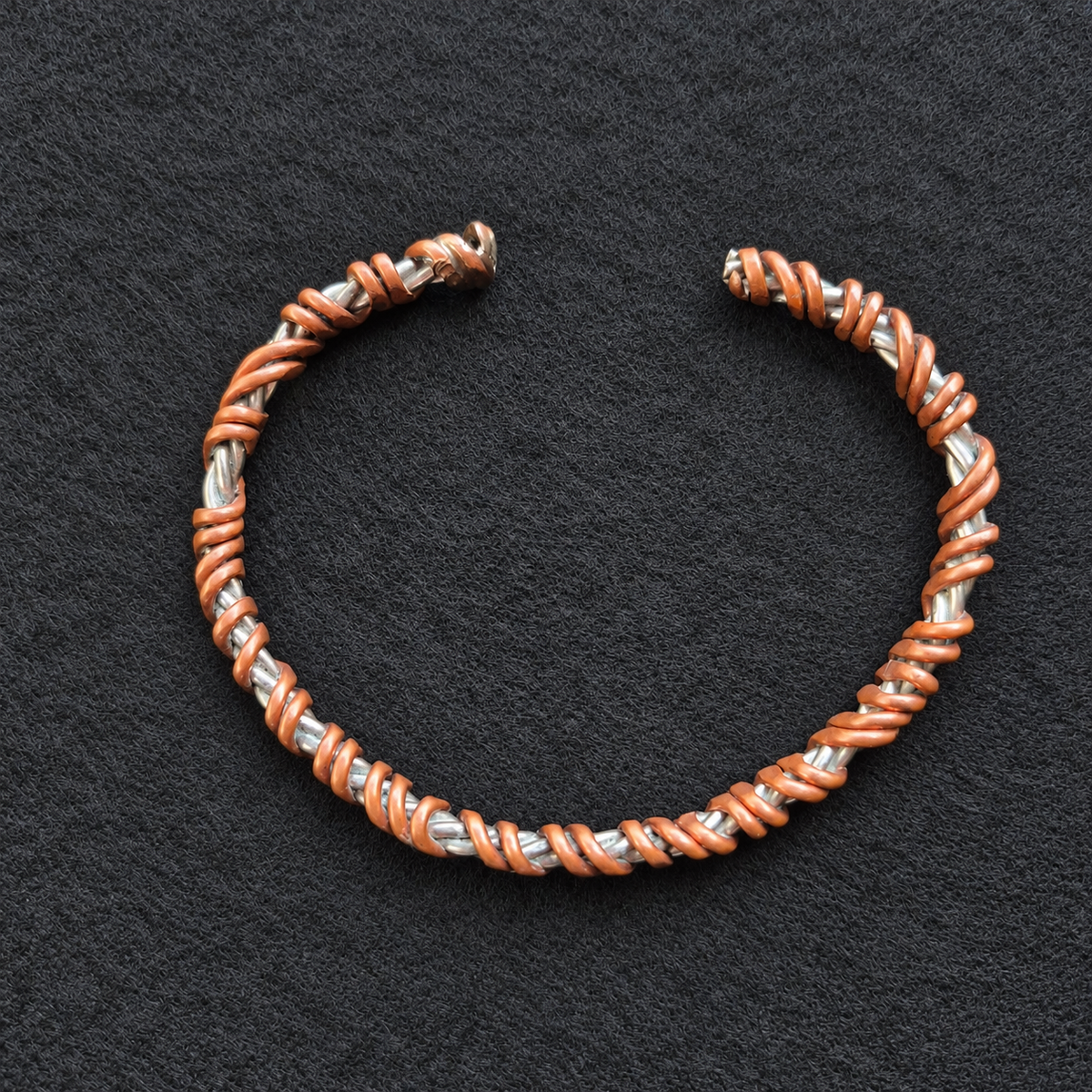 Handmade Copper Coil Stainless Steel Cuff B008