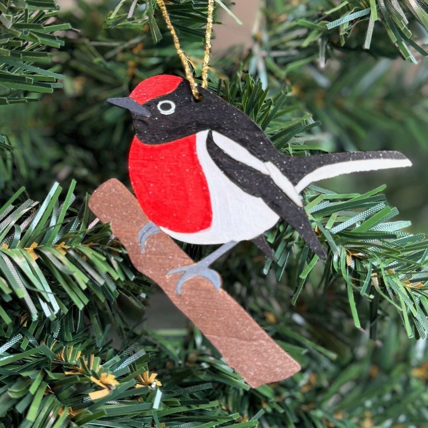 Red Capped Robin Hand Painted Australiana Christmas Decoration