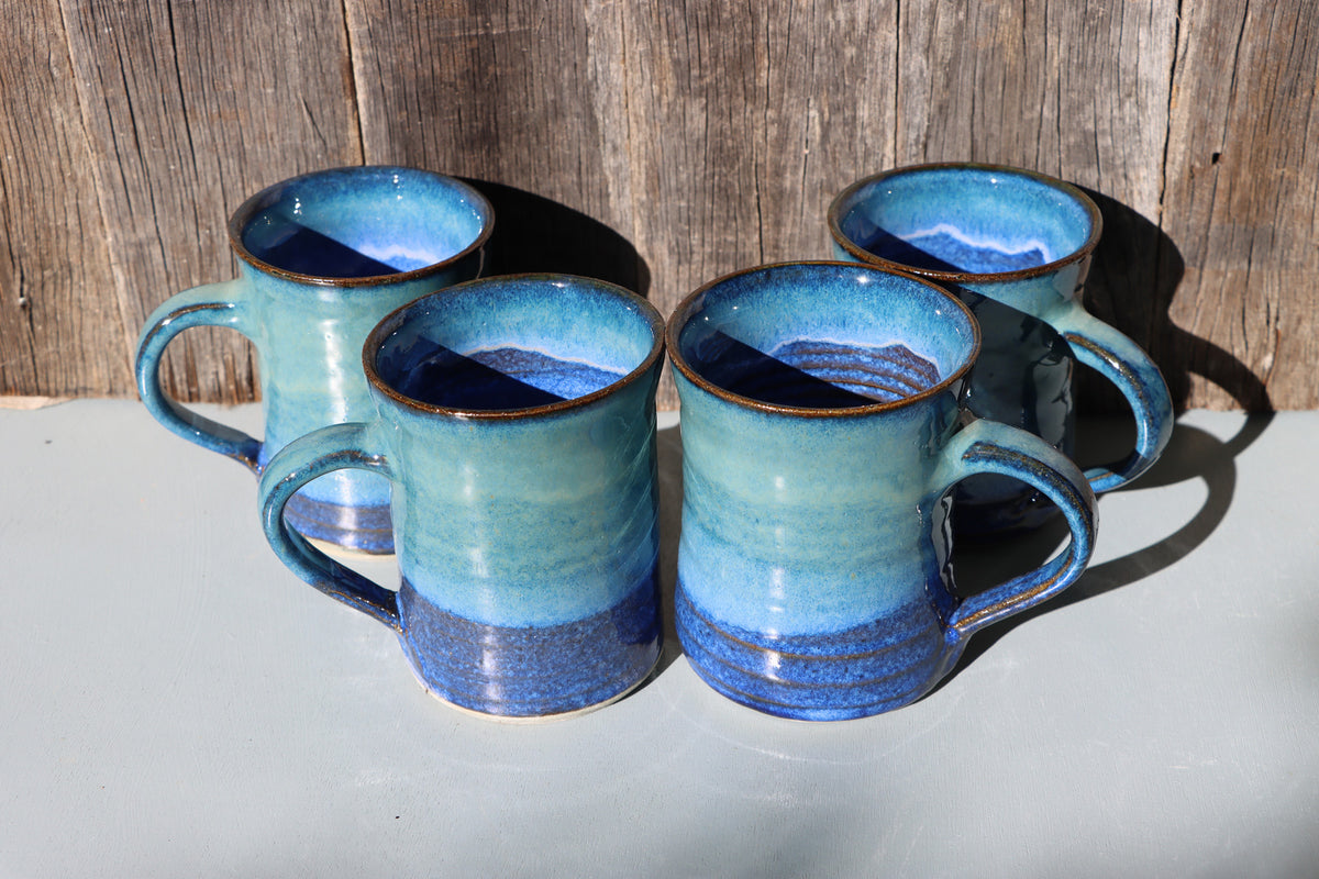 Large Handmade Stoneware Mug: Blue Glazes, coffee mug
