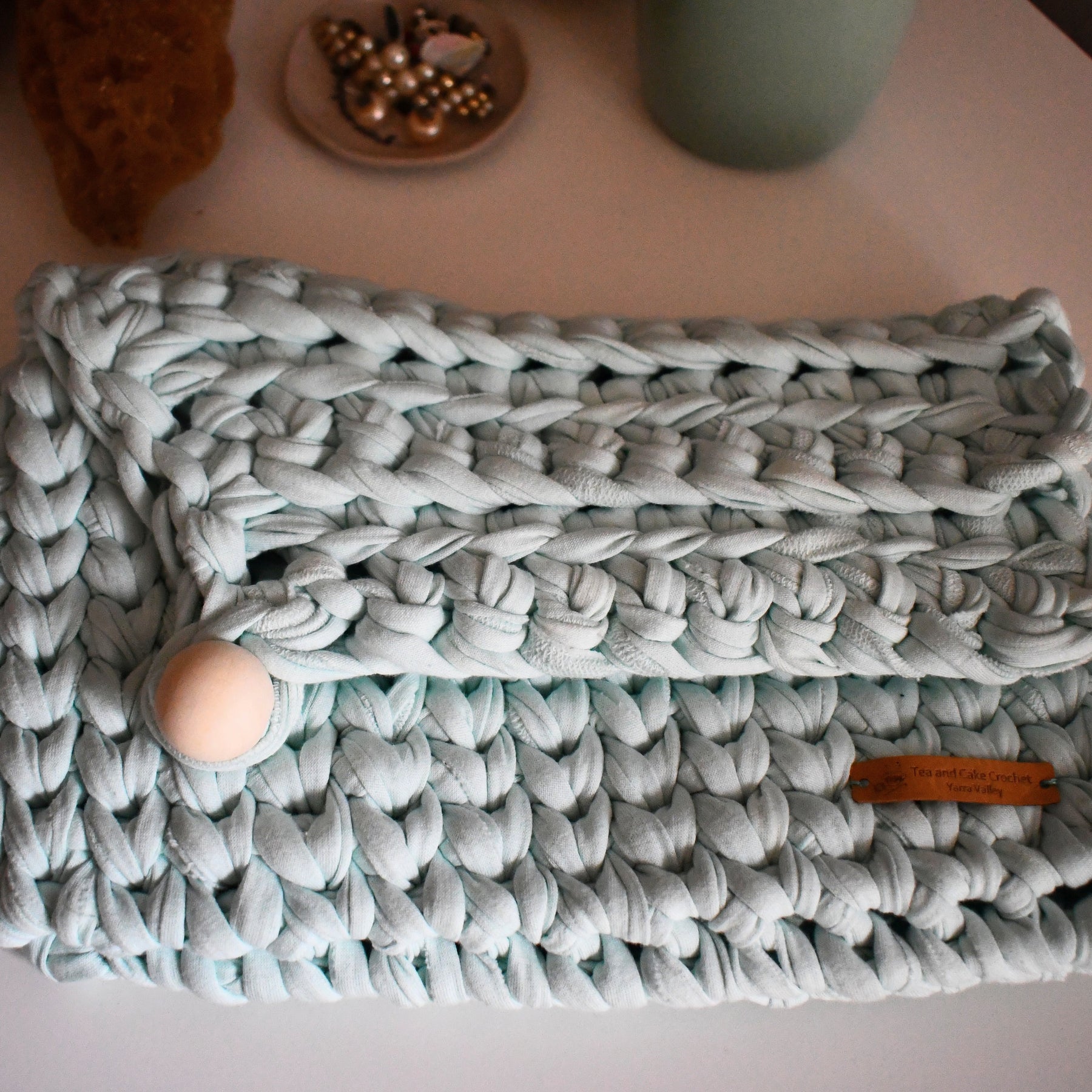 Handmade Crochet Clutch Bag Mint Green