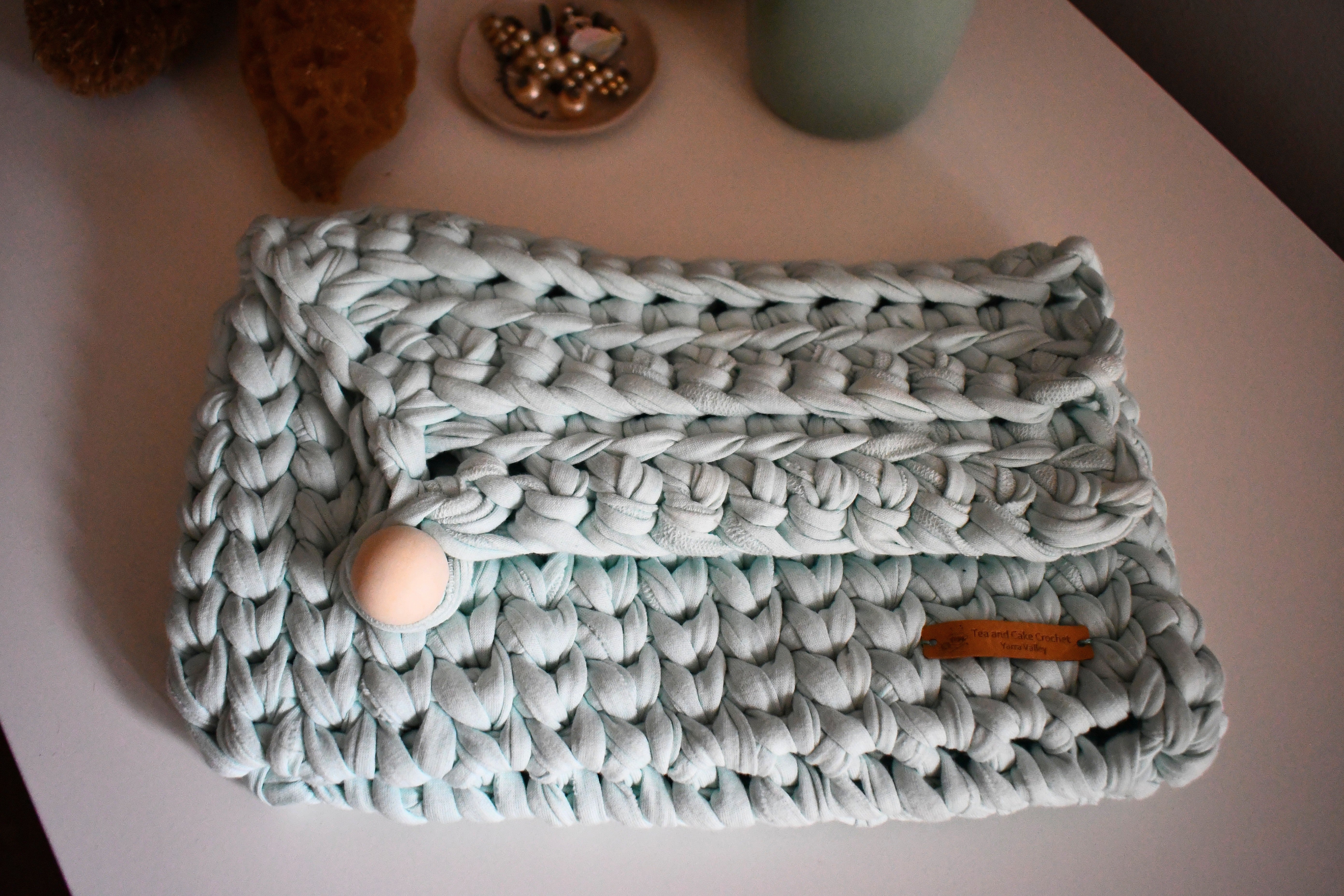 Handmade Crochet Clutch Bag Mint Green