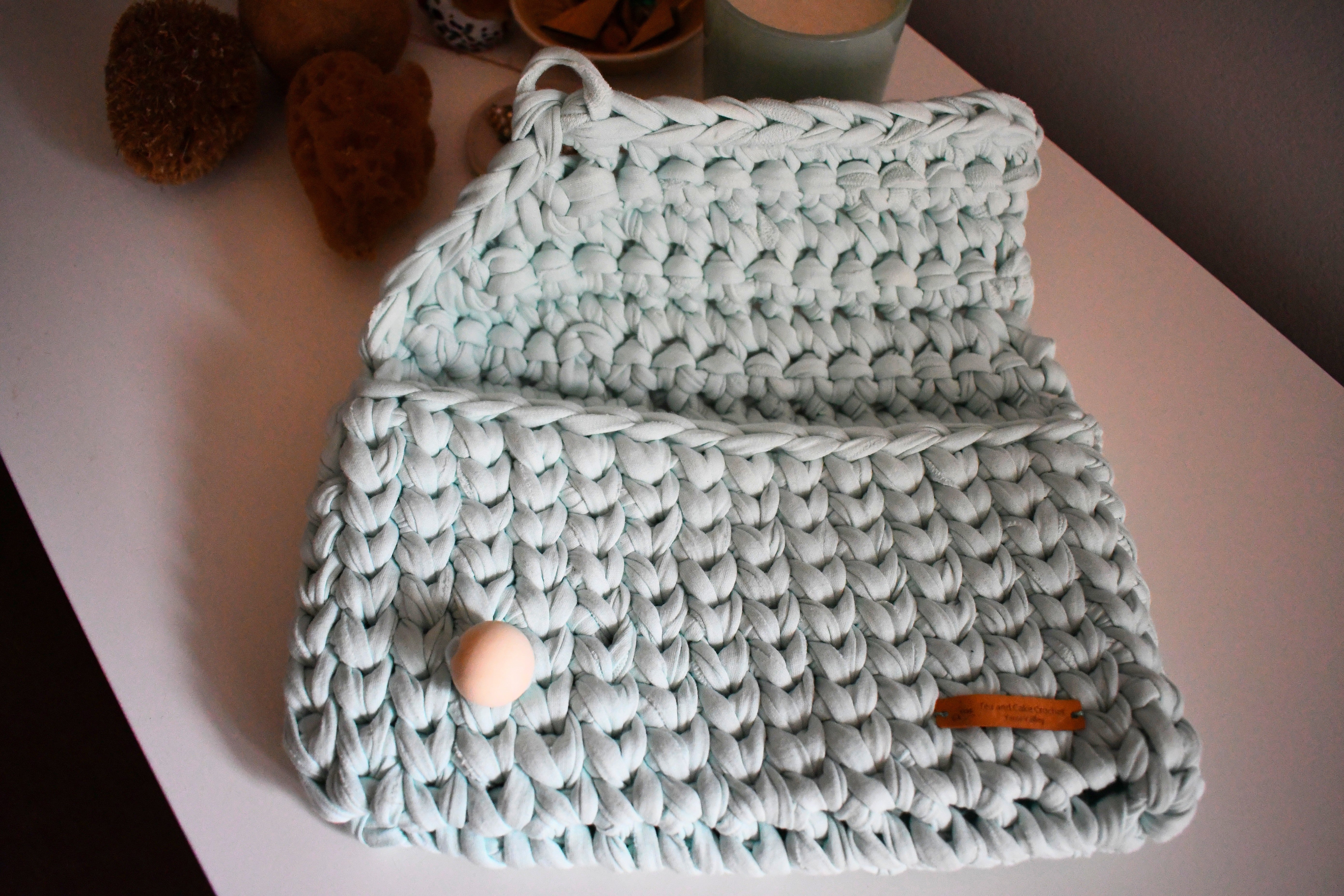 Handmade Crochet Clutch Bag Mint Green