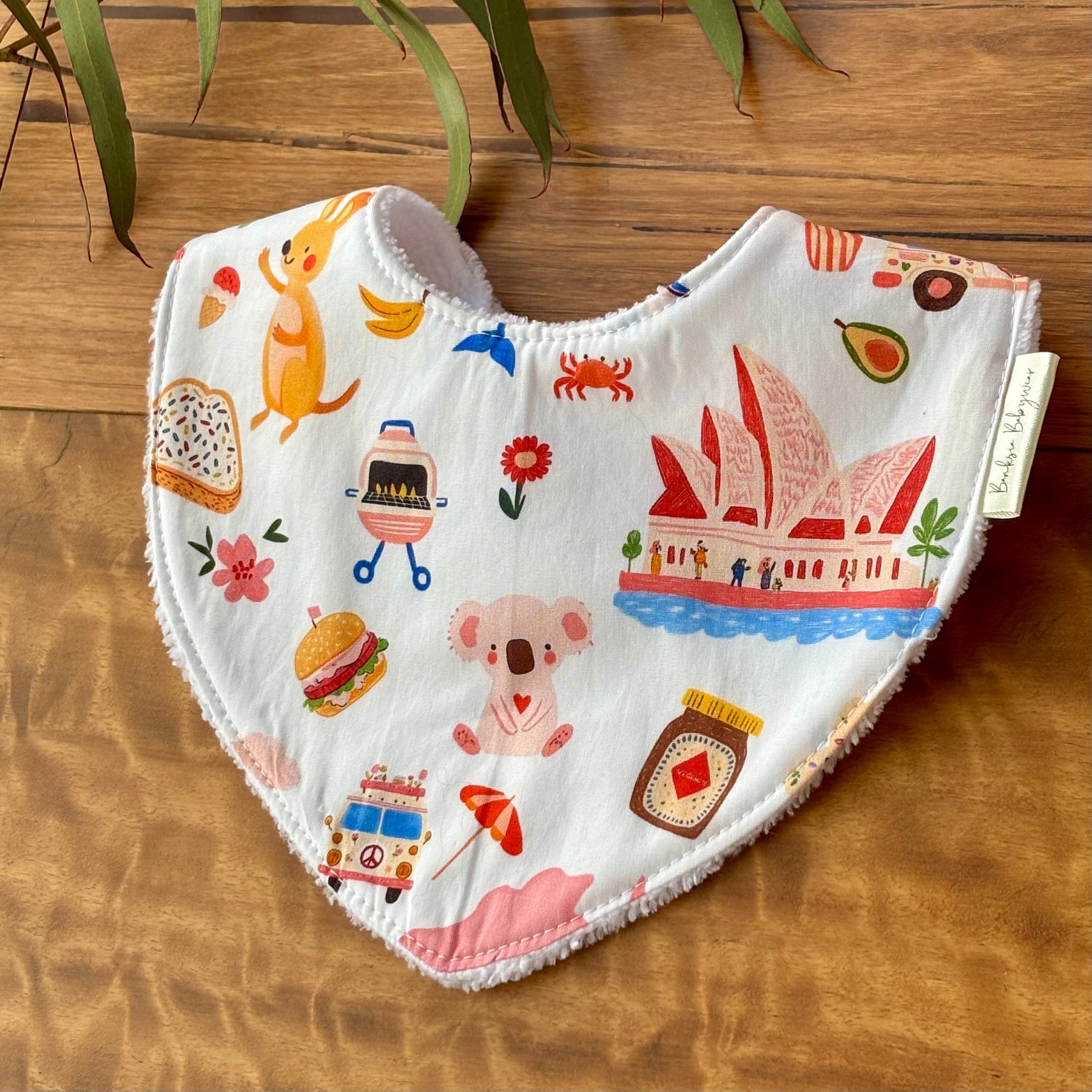 Baby Short Sleeved Bodysuit | Pink Aussie All Over | Size premmie to 2 | Made to order