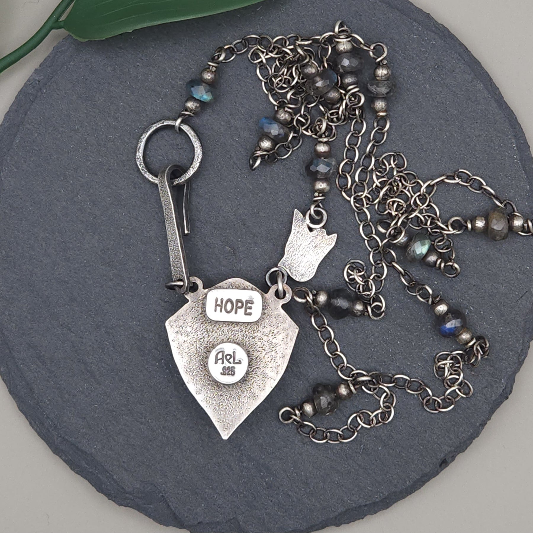 'On the wings of hope' silver necklace with labradorite