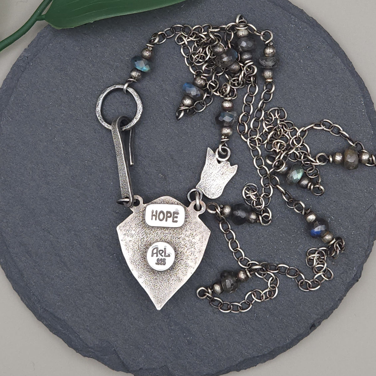 'On the wings of hope' silver necklace with labradorite
