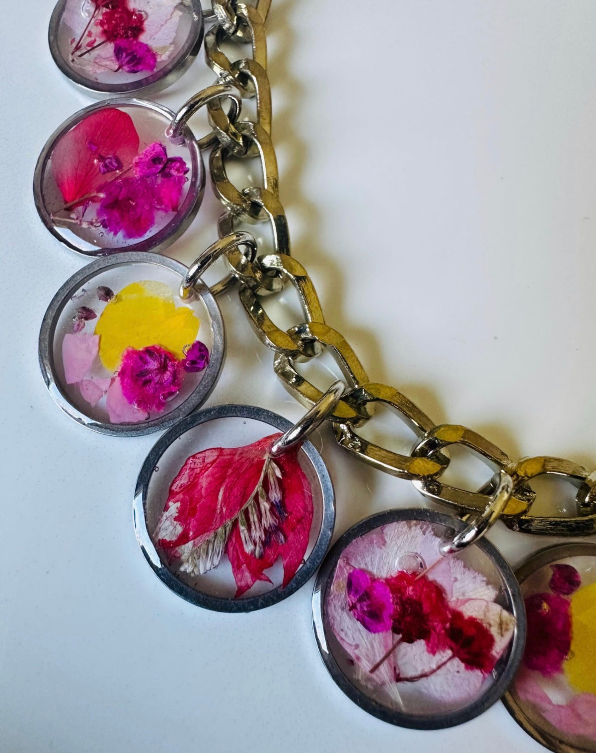 Floral resin statement necklace