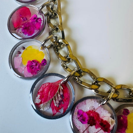 Floral resin statement necklace