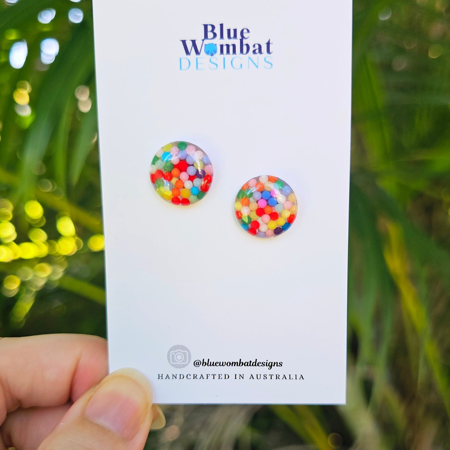 Colourful Resin Domed Mixed Clay Studs 14mm