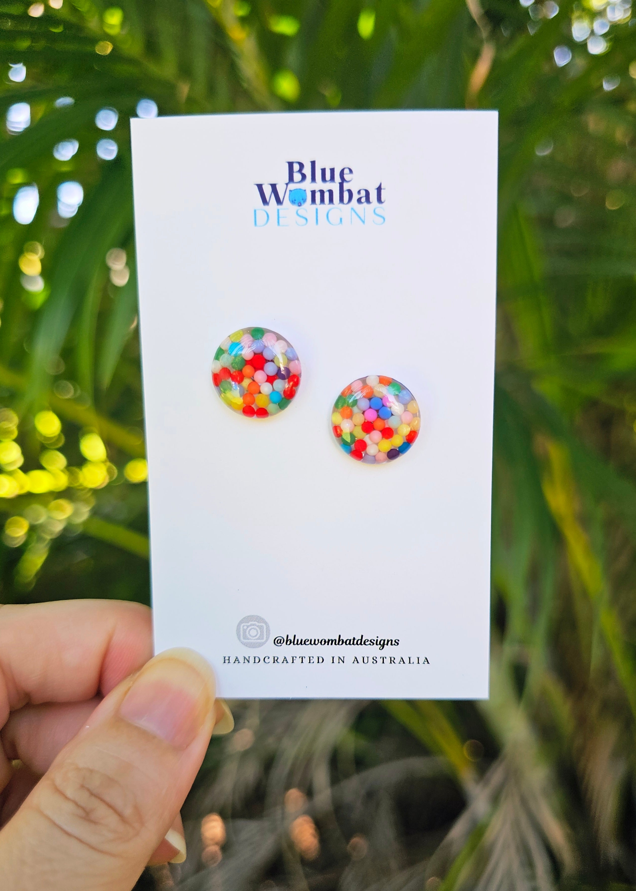 Colourful Resin Domed Mixed Clay Studs 14mm