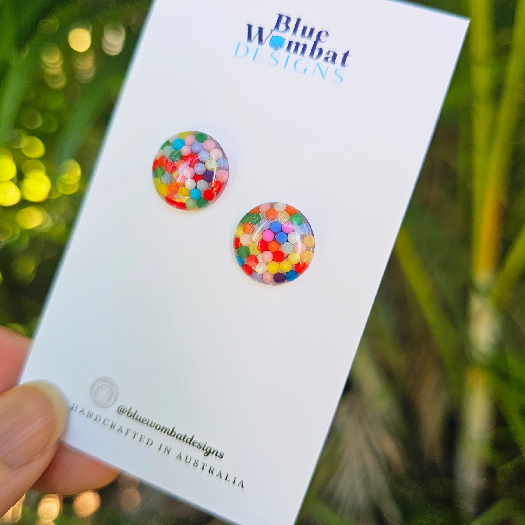 Colourful Resin Domed Mixed Clay Studs 14mm