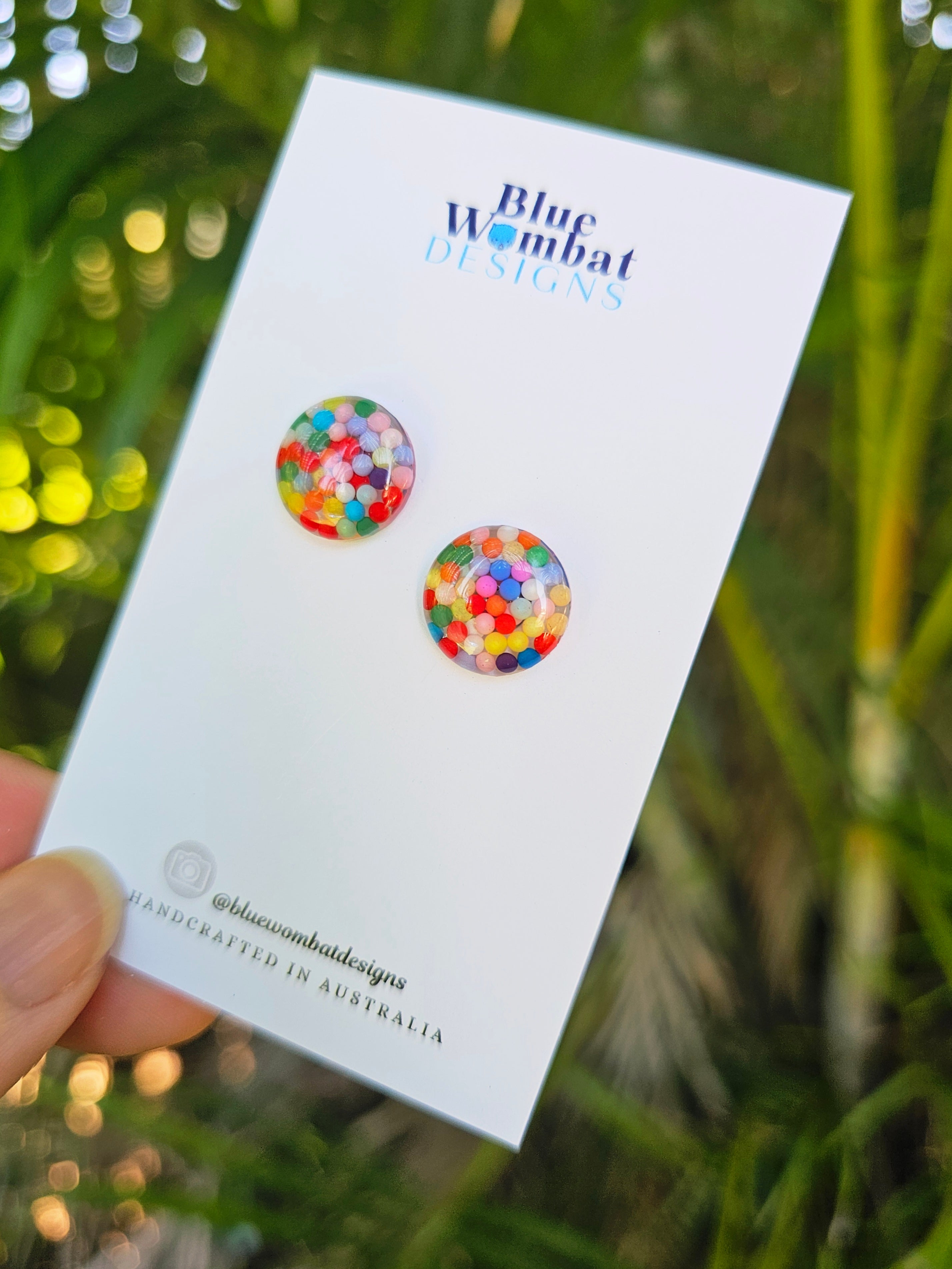 Colourful Resin Domed Mixed Clay Studs 14mm