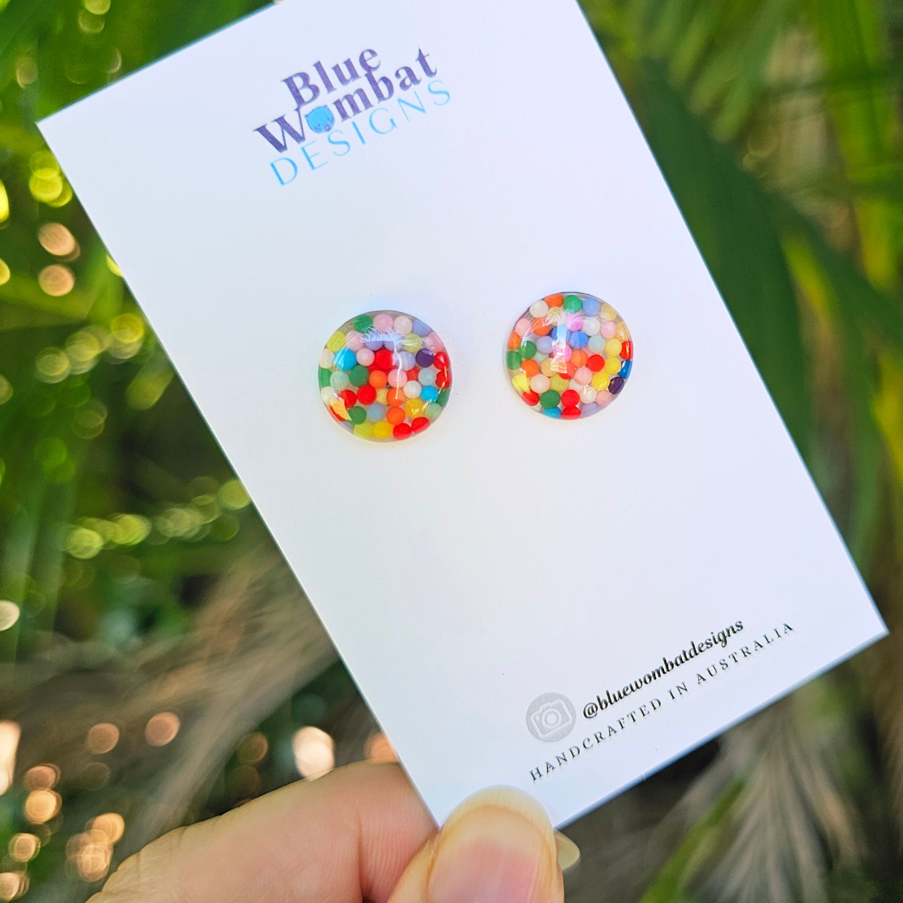 Colourful Resin Domed Mixed Clay Studs 14mm